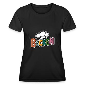Backen mein Hobby - buntes Bäckermotiv - Frauen Funktions-T-Shirt - Schwarz - Vorne - AI Model Female 172 light (172cm)