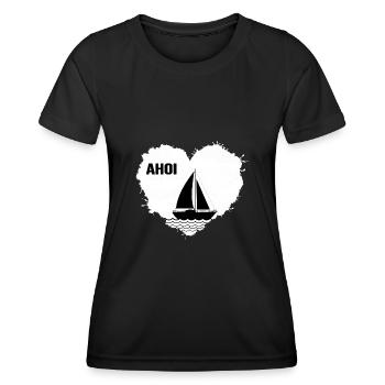 Segelboot segeln ahoi Skipper "Segel gesetzt" - Frauen Funktions-T-Shirt - Schwarz - Vorne - AI Model Female 172 light (172cm)