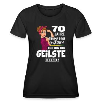 Geburtstag 70 Jahre Die Beste Geilste Chefin Queen - Frauen Funktions-T-Shirt - Schwarz - Vorne - AI Model Female 172 light (172cm)