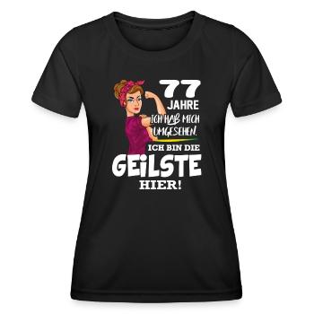 Geburtstag 77 Jahre Die Beste Geilste Chefin Queen - Frauen Funktions-T-Shirt - Schwarz - Vorne - AI Model Female 172 light (172cm)