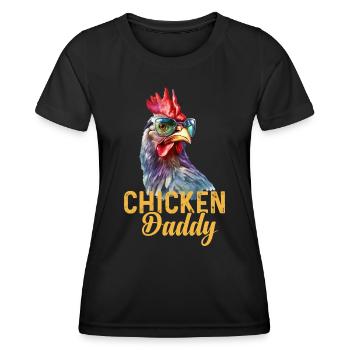 Un drôle de papa poulet avec des lunettes de soleil - T-shirt sport Femme - noir - Devant - AI Model Female 172 light (172cm)