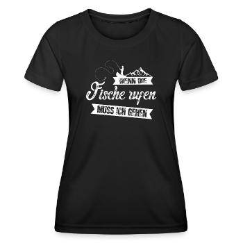 Wenn die Fische rufen, muss ich gehen! - Frauen Funktions-T-Shirt - Schwarz - Vorne - AI Model Female 172 light (172cm)