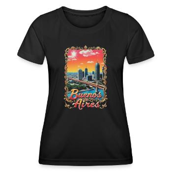 Buenos Aires Skyline – Argentine Cityscape - Women's Functional T-Shirt - black - Front - AI Model Female 172 light (172cm)