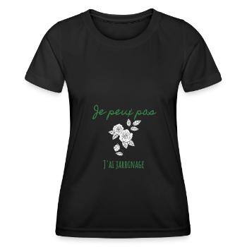 Je peux pas, j'ai jardinage - T-shirt sport Femme - noir - Devant - AI Model Female 172 light (172cm)