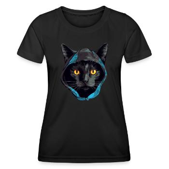Katzenkopf Schwarze Katze Bombay Happy Cat Katzen - Frauen Funktions-T-Shirt - Schwarz - Vorne - AI Model Female 172 light (172cm)