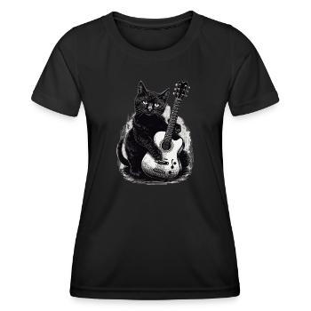 Musician Black Cat Guitarist Bombay Cats - Women's Functional T-Shirt - black - Front - AI Model Female 172 light (172cm)