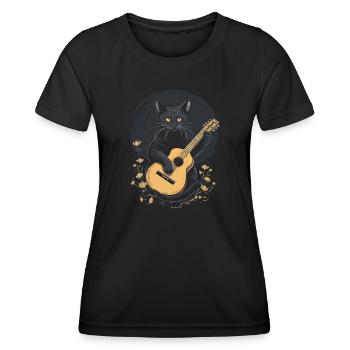 Musician Black Cat Guitarist Bombay Cats - Women's Functional T-Shirt - black - Front - AI Model Female 172 light (172cm)