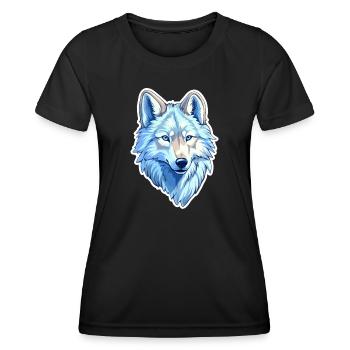 Wolf Kostüm blauer Wolfskopf Werwolf und - Frauen Funktions-T-Shirt - Schwarz - Vorne - AI Model Female 172 light (172cm)