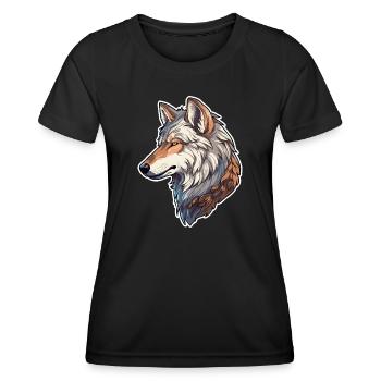 Wolf Kostüm blauer Wolfskopf Werwolf und - Frauen Funktions-T-Shirt - Schwarz - Vorne - AI Model Female 172 light (172cm)