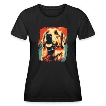 Labrador Dogs Maman et Labfather Papa Golden - T-shirt sport Femme - noir - Devant - AI Model Female 172 light (172cm)