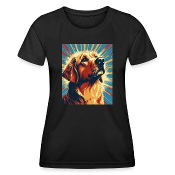 Labrador Dogs Maman et Labfather Papa Golden - T-shirt sport Femme - noir - Devant - AI Model Female 172 light (172cm)