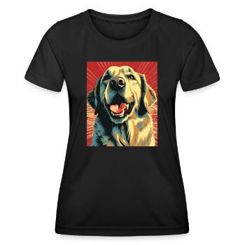 Labrador Dogs Maman et Labfather Papa Golden - T-shirt sport Femme - noir - Devant - AI Model Female 172 light (172cm)