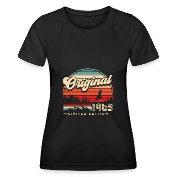 Geboren 1963 Jahrgang 60 Geburtstag Geschenk - Frauen Funktions-T-Shirt - Schwarz - Vorne - AI Model Female 172 light (172cm)