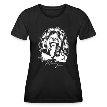 Tibetan Terrier Portrait Dog Portrait Dog Wilsigns - Women's Functional T-Shirt - black - Front - AI Model Female 172 light (172cm)