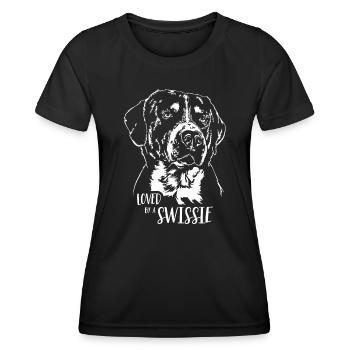 Grand bouvier suisse aimé par un Swissie - T-shirt sport Femme - noir - Devant - AI Model Female 172 light (172cm)