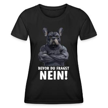 Bouledogue Français Chien Frenchie Avant de demander - T-shirt sport Femme - noir - Devant - AI Model Female 172 light (172cm)