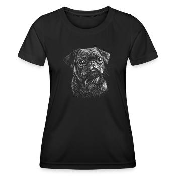 Pug Portrait Dog Dog - Women's Functional T-Shirt - black - Front - AI Model Female 172 light (172cm)
