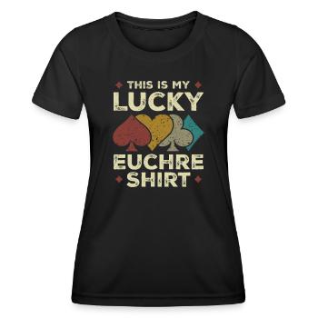 This Is My Lucky Euchre Vintage Funny Euchre Card - T-shirt sport Femme - noir - Devant - AI Model Female 172 light (172cm)