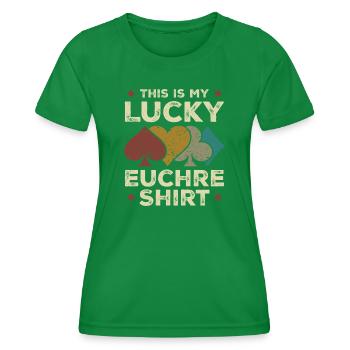 This Is My Lucky Euchre Vintage Funny Euchre Card - T-shirt sport Femme - vert - Devant - AI Model Female 172 dark (172cm)