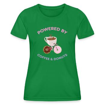 Powered By Coffee And Donuts Bicycle Bike - Women's Functional T-Shirt - kelly green - Front - AI Model Female 172 dark (172cm)