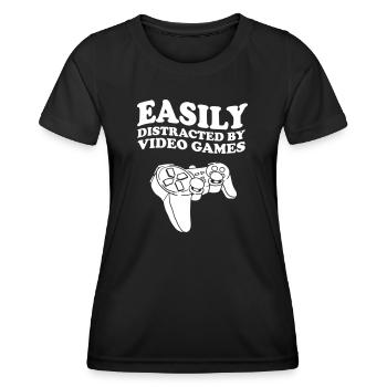 Facilement distrait par les jeux vidéo Joueur de jeux vidéo - T-shirt sport Femme - noir - Devant - AI Model Female 172 light (172cm)