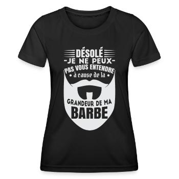 Barbu Au Grand Coeur | Père | Papa Barbu - T-shirt sport Femme - noir - Devant - AI Model Female 172 light (172cm)