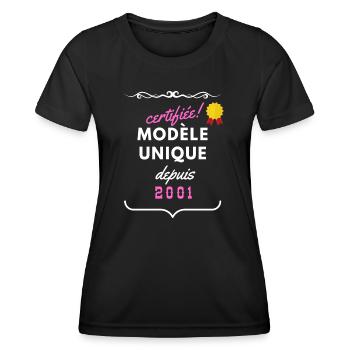 certifiée modèle unique depuis 2001 - T-shirt sport Femme - noir - Devant - AI Model Female 172 light (172cm)