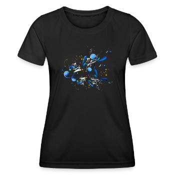 Blumen Ranken Abstrakt Ornament - Frauen Funktions-T-Shirt - Schwarz - Vorne - AI Model Female 172 light (172cm)