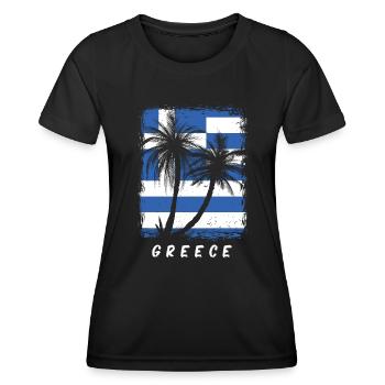 Griechenland Flagge Hellas Athen Griechische Fahne - Frauen Funktions-T-Shirt - Schwarz - Vorne - AI Model Female 172 light (172cm)