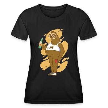 Faultier mit Tischtennisschläger Bier Ping Pong - Frauen Funktions-T-Shirt - Schwarz - Vorne - AI Model Female 172 light (172cm)