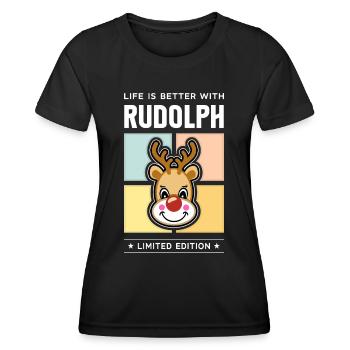 Rudolph - T-shirt sport Femme - noir - Devant - AI Model Female 172 light (172cm)