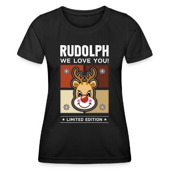 Rudolph - T-shirt sport Femme - noir - Devant - AI Model Female 172 light (172cm)
