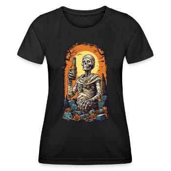 Lustige Mumie Bier Halloween Retro Design - Frauen Funktions-T-Shirt - Schwarz - Vorne - AI Model Female 172 light (172cm)
