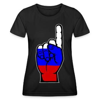 Drapeau russe numéro 1 - T-shirt sport Femme - noir - Devant - AI Model Female 172 light (172cm)