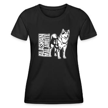 ALASKAN MALAMUTE Portrait Wilsign’s Sled Dog - T-shirt sport Femme - noir - Devant - AI Model Female 172 light (172cm)