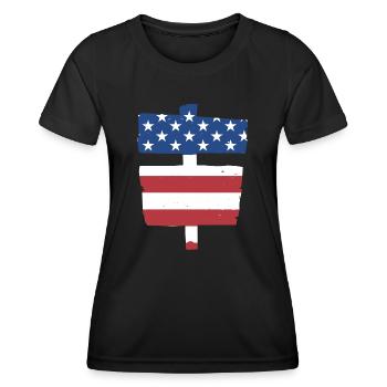 Woodworker Us Flag Woodworking - Women's Functional T-Shirt - black - Front - AI Model Female 172 light (172cm)