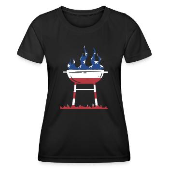 Griller Us Flag Grilling - Women's Functional T-Shirt - black - Front - AI Model Female 172 light (172cm)