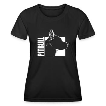 American Pitbull Profil Hunde Hund Wilsigns - Frauen Funktions-T-Shirt - Schwarz - Vorne - AI Model Female 172 light (172cm)