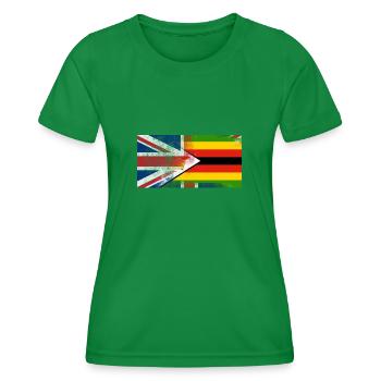 Britannique Zimbabwe moitié Zimbabwe moitié Royaume-Uni Drapeau - T-shirt sport Femme - vert - Devant - AI Model Female 172 dark (172cm)