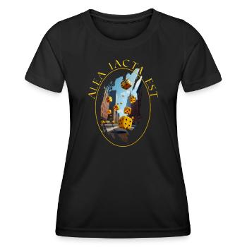 Boardgamer - Alea iacta est - The dice are - Women's Functional T-Shirt - black - Front - AI Model Female 172 light (172cm)
