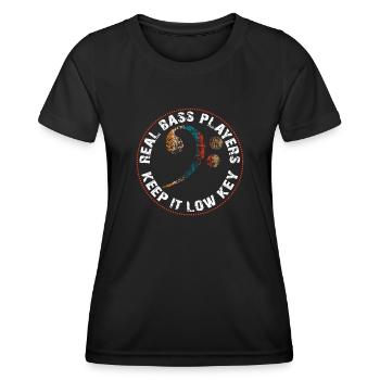 Clé de basse vintage avec dicton drôle - T-shirt sport Femme - noir - Devant - AI Model Female 172 light (172cm)