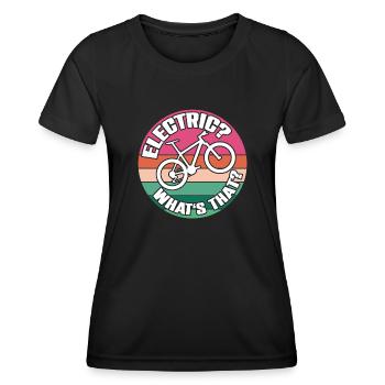 Cycling without electricity and battery - Women's Functional T-Shirt - black - Front - AI Model Female 172 light (172cm)
