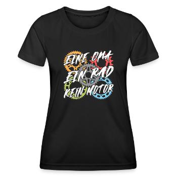 Eine Oma ein Rad kein Motor. Tolles Fahrraddesign - Frauen Funktions-T-Shirt - Schwarz - Vorne - AI Model Female 172 light (172cm)