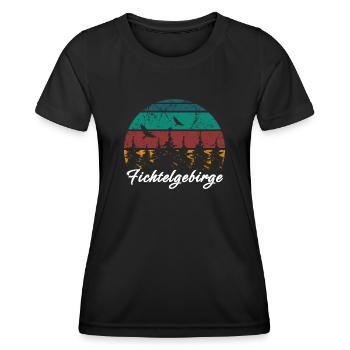 Fichtelgebirge Berg Gebirge Retro Vintage Wandern - Frauen Funktions-T-Shirt - Schwarz - Vorne - AI Model Female 172 light (172cm)