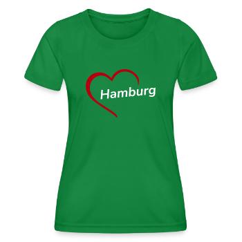 Hambourg avec cœur - Ma ville - J’aime - T-shirt sport Femme - vert - Devant - AI Model Female 172 dark (172cm)