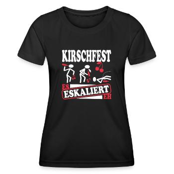 Es eskaliert eh zum Kirschfest - Frauen Funktions-T-Shirt - Schwarz - Vorne - AI Model Female 172 light (172cm)