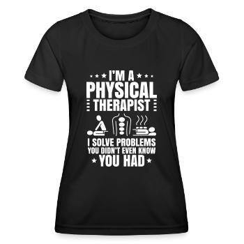 Physiothérapeute en physiothérapie - T-shirt sport Femme - noir - Devant - AI Model Female 172 light (172cm)