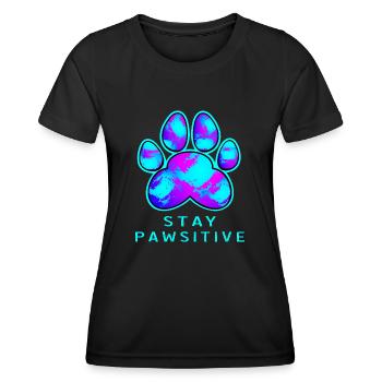Stay Pawsitive - Paw-Design - T-shirt sport Femme - noir - Devant - AI Model Female 172 light (172cm)