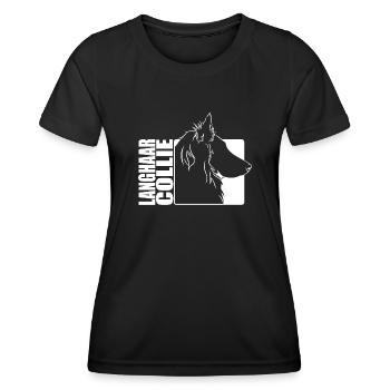 Langhaar Collie Profil Hunde Hund Wilsigns - Frauen Funktions-T-Shirt - Schwarz - Vorne - AI Model Female 172 light (172cm)