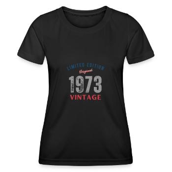 Vintage 1973 Gift Humor Anniversary 50 Years - Women's Functional T-Shirt - black - Front - AI Model Female 172 light (172cm)
